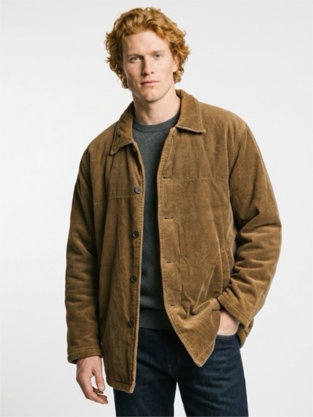 Claudio Nucci - Brown Corduroy Jacket - Quilted Lining Button Front - Size Large